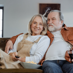 A senior couple enjoying retirement at their Florida home